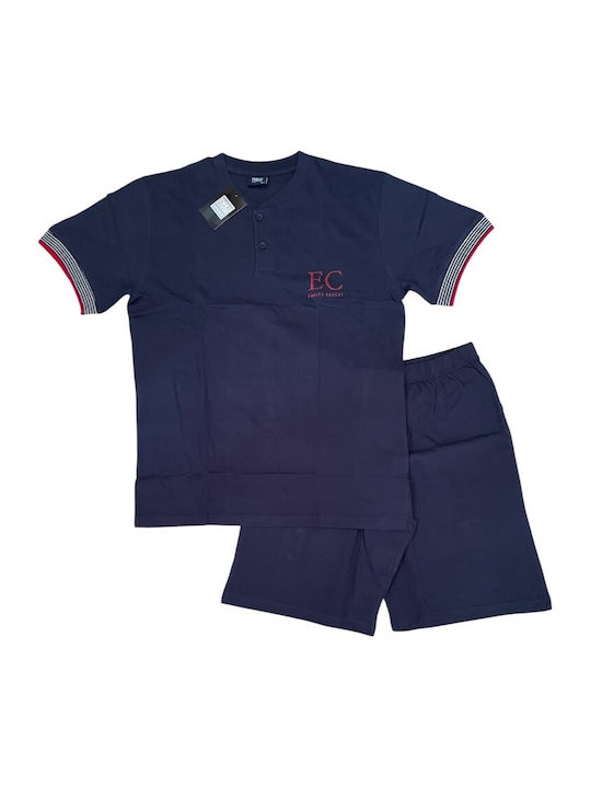 Enrico Coveri Sommer Herrenpyjama Marineblau