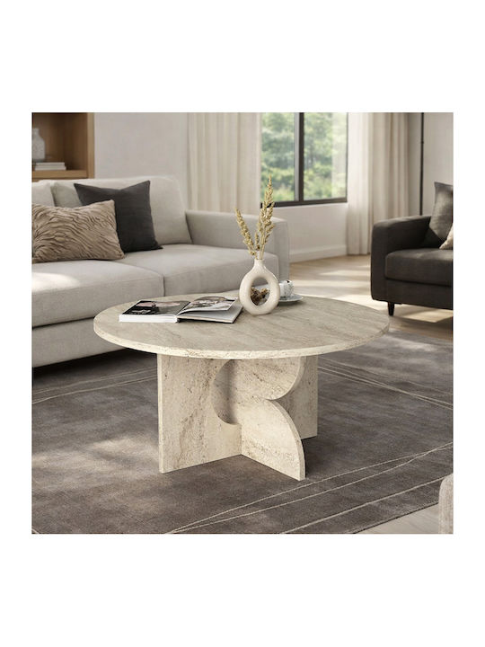 Кръгла Централна Маса Mara Дървена Travertine 75x75x36.8см