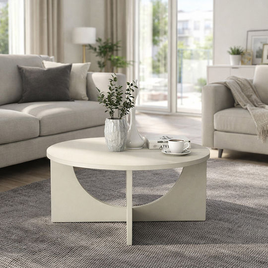 Στρογγυλό Κεντρικό Τραπεζάκι Lemmar Ξύλινο Sandstone Μ75xΠ75xΥ36.8εκ.