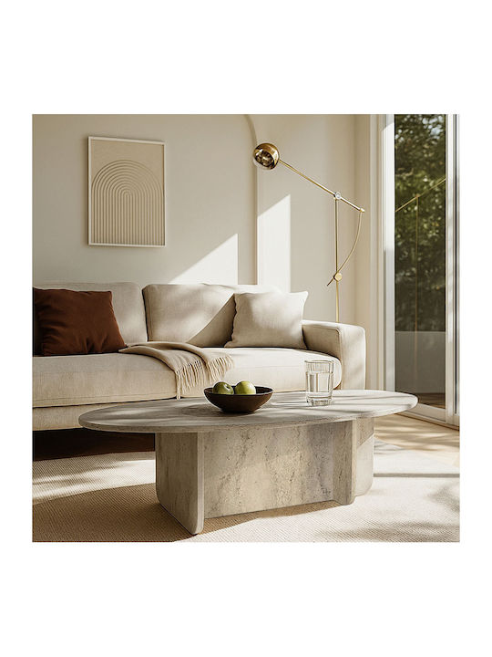 Овално Централно Кафе Масичка Ravey Дървено Travertine Ш120xД60xВ39.6см
