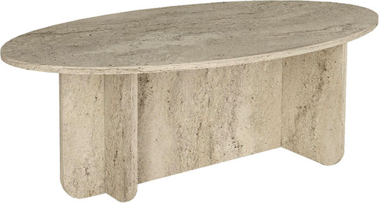 Oval Central Coffee Table Ravey Wooden Travertine W120xD60xH39.6cm