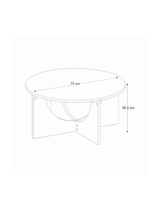 Round Central Coffee Table Lemmar Wooden Sandstone W75xL75xH36.8cm GP042-0379 1