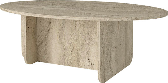 Oval Central Coffee Table Ravey Wooden Travertine W120xD60xH39.6cm