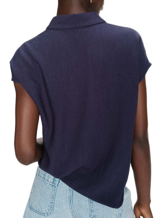 Kurzärmeliges Damenhemden Blau