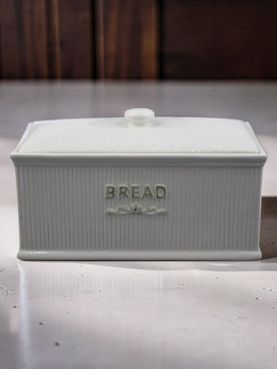 Karvounis Brotkasten mit Deckel Keramik Weiß 32,7x19x19cm