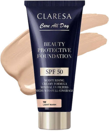 Claresa Fond De Ten Lichid De Protecție Beauty SPF50 1w Light Warm 30ml