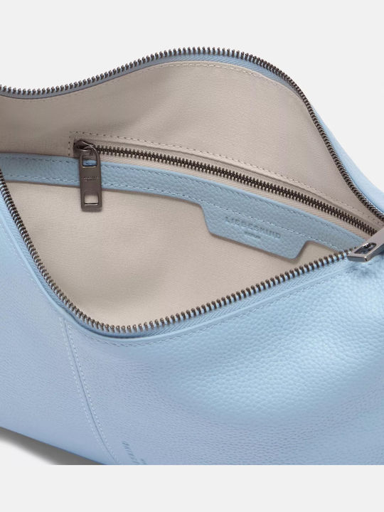 Damen Leder Schultertasche Hellblau
