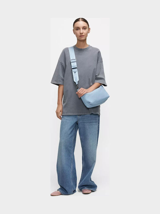 Damen Leder Schultertasche Hellblau