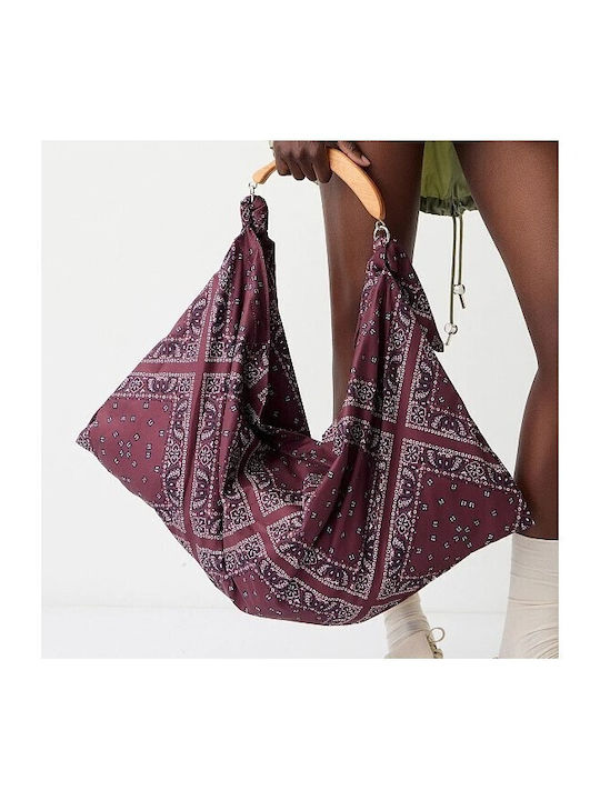 Fabric Women's Shoulder Bag Burgundy