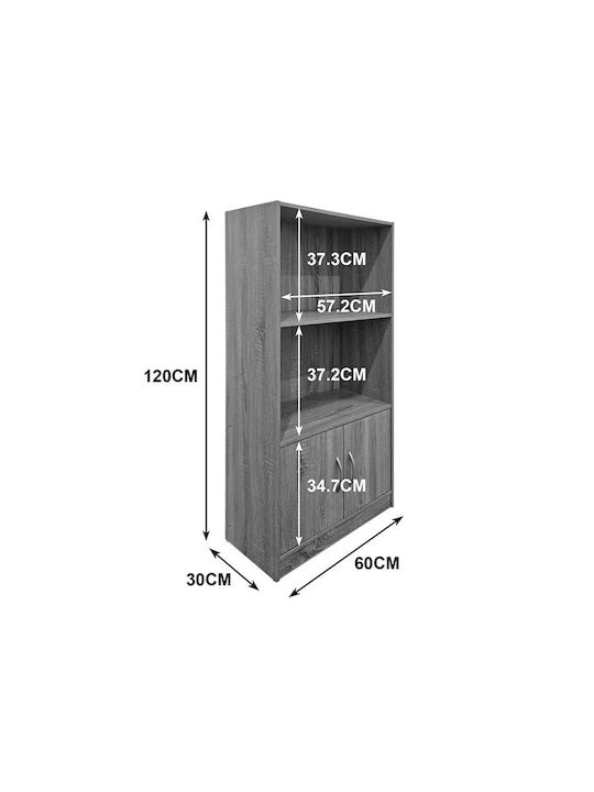 Bookcase Tekaro White 60x30x120cm