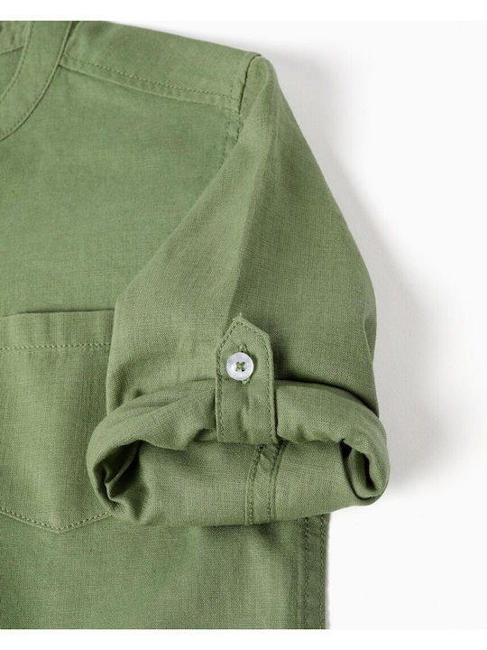 Kids Shirt Long-Sleeved Linen Green