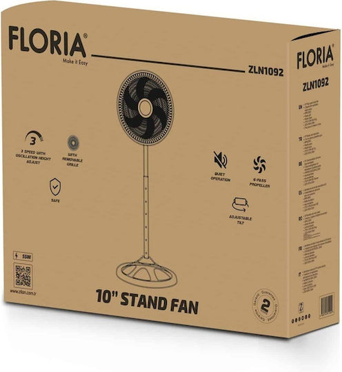 Ventilator Pe Piedestal 55W Diametru 25.4cm Negru