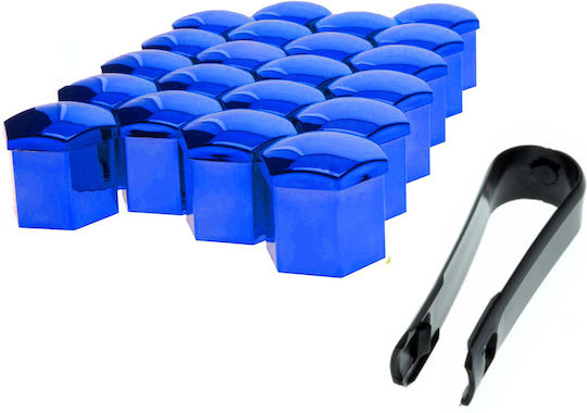 19 Mm Metallic Blue Bolt Covers 20 Pcs Easy Removal