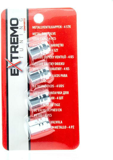 Extremo Tuning Aluminium Ventilkappen Schrader 4 Stück Silber Dichtung