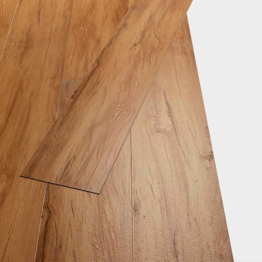 vidaXL Set Plastic Floor PVC with 18 Tiles 2mm M122.8xP23.8cm Brown
