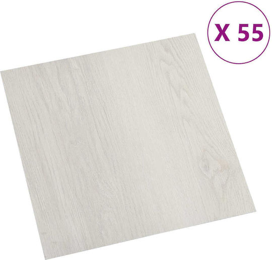 vidaXL Set Plastic Floor PVC With 55 Tiles 1.5mm L30.5xW30.5cm Beige