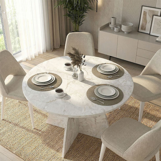 Tailor Τραπεζαρίας Λευκό Εφέ Μαρμάρου 120x120x75.7εκ. Tailor Τραπεζαρίας Λευκό Εφέ Μαρμάρου 120x120x75.7εκ.