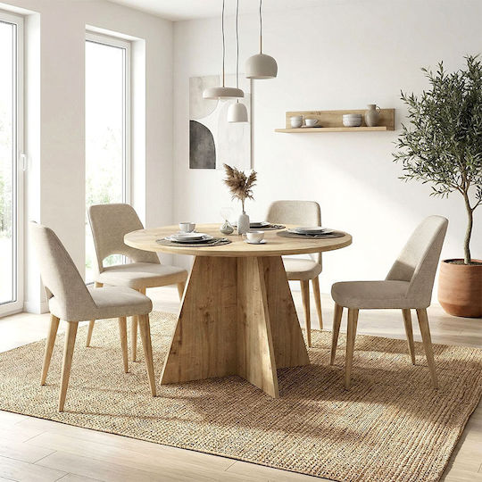 Tailor Τραπέζι Τραπεζαρίας Ξύλινο Sapphire Oak 120x120x75.7εκ.