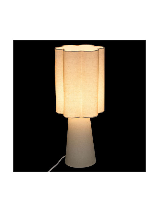 Atmosphera Stoff Tischlampe mit Weißem Hut und Basis