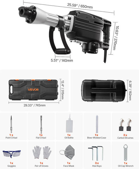 Vevor Demolition Hammer Electric 2800W DXDHCS118YC1LUC1F001V2