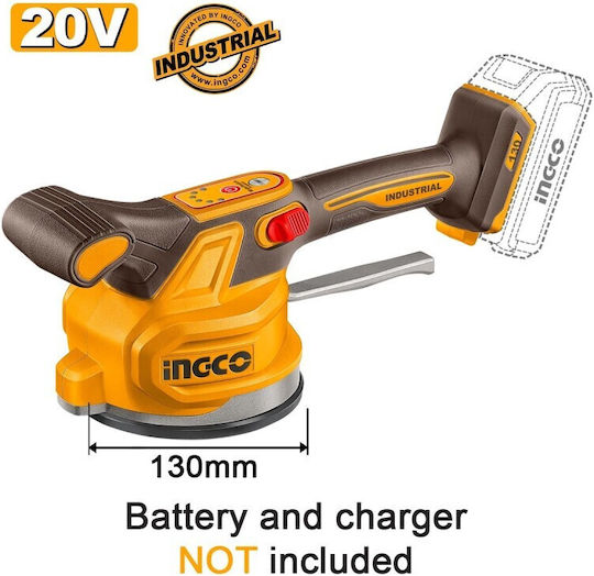 Ingco Battery Tile Suction Cup Vibrator 20v Li-ion Solo Φ 130mm 60kg Ctvli2001