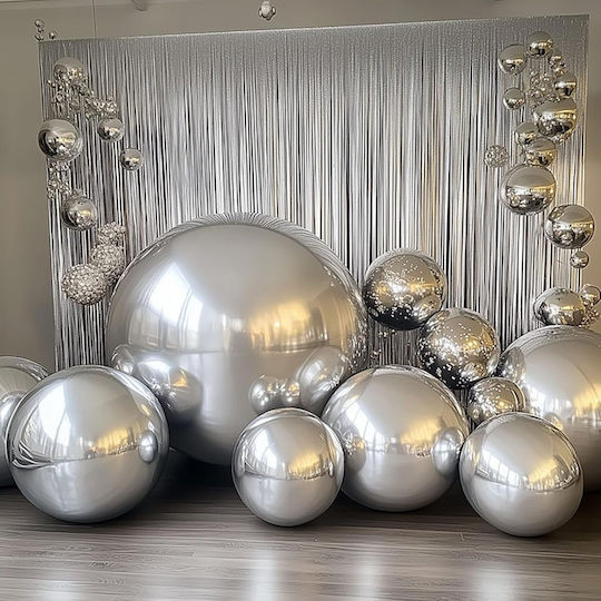 Großer Luftballon Dreidimensionale Silbersphäre 178cm