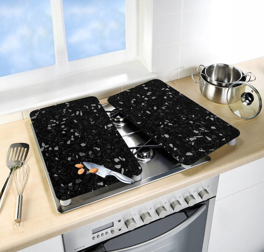 Wenko Terrazzo Protective Glass Hob Covers 2 Pieces 30 X 52 Cm Each Total 60 X 52 Cm