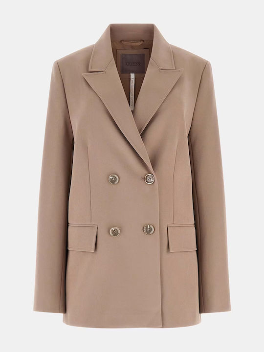 Guess Women's Double Breasted Blazer Sandybrown
