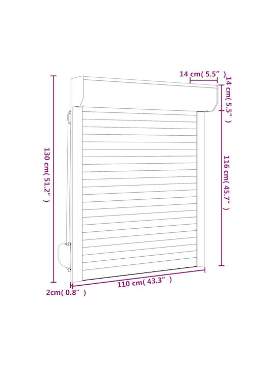 vidaXL Aluminum Roll Shutter W110xH130cm