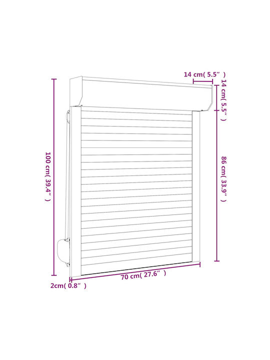 vidaXL Aluminium Fensterladen Rolle P70xH100cm