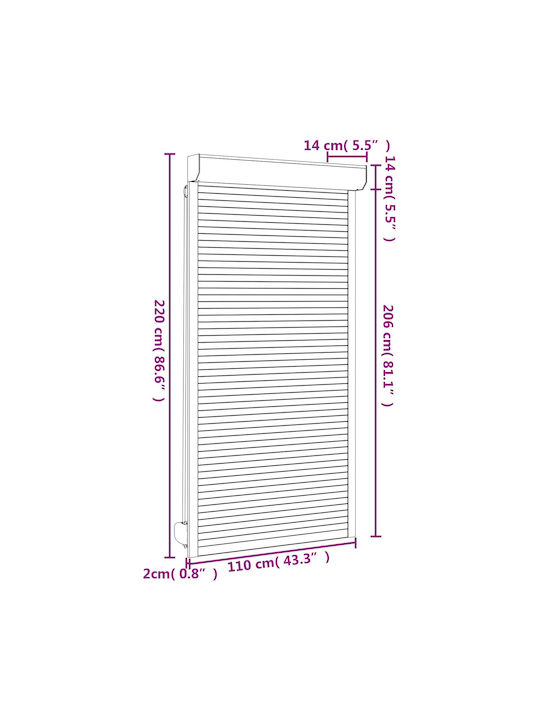 vidaXL Aluminum Roller Shutter W110xH220cm