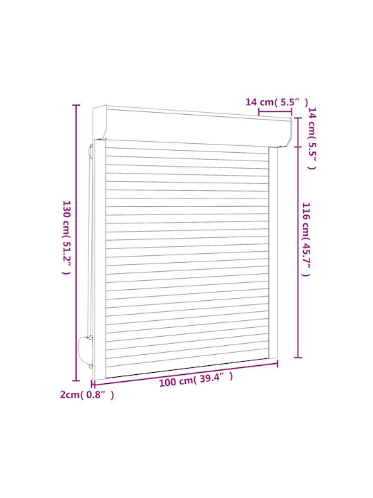vidaXL Aluminum Roll Shutter W100xH130cm