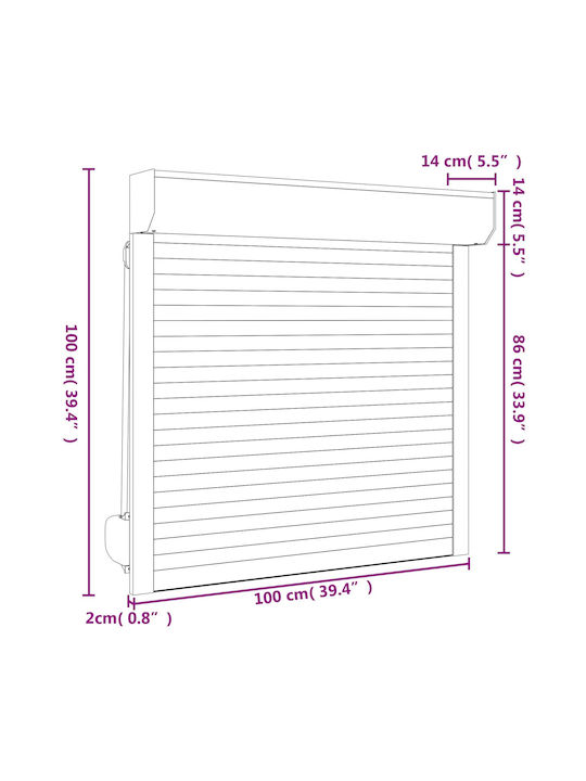 vidaXL Παντζούρι Ρολό Αλουμινίου Π100xΥ100cm