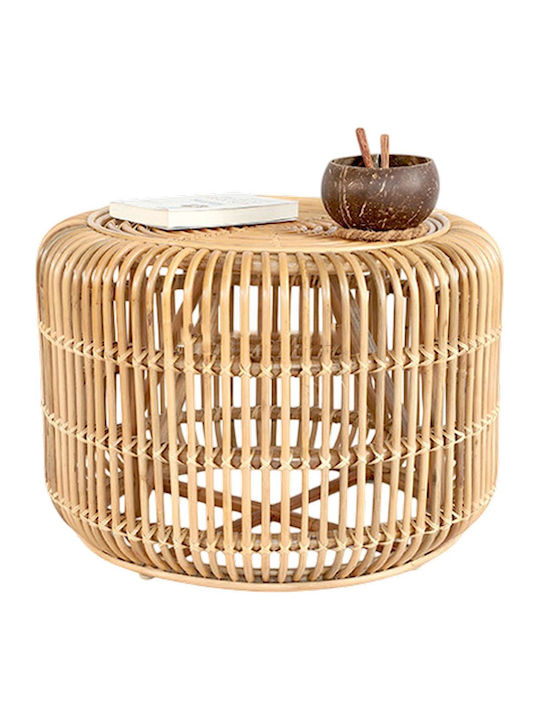 Rundes Beistelltisch Noxic aus Bambus Beige M60xT60xH43cm