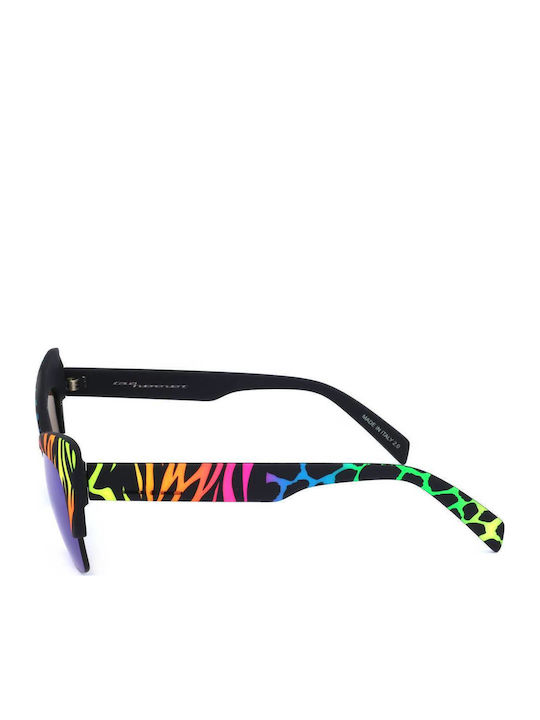 Italia Independent I-Plastik Women's Sunglasses with Multicolour Plastic Frame and Green Mirror Lens