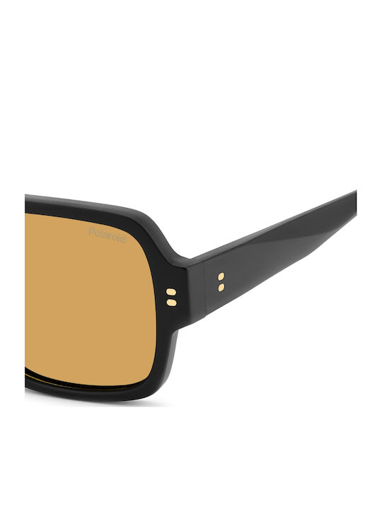 Polaroid Unisex Sunglasses With Black Horn-Rimmed Frame And Black Lens PLD6250/S/X 003/MU