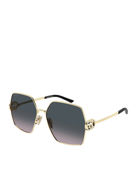 Gucci Unisex Sunglasses with Gold Metallic Frame and Gray Gradient Lenses GG2163S 002
