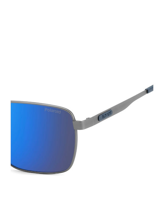 Polaroid Unisex Sonnenbrillen mit Silber Metallisch Rahmen und Blau Spiegel Gläser PLD2171 G V6D 5X
