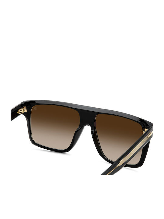 David Beckham Men's Sunglasses with Black Plastic Frame and Brown Gradient Mirror Lens DB 7149/S 807/QY
