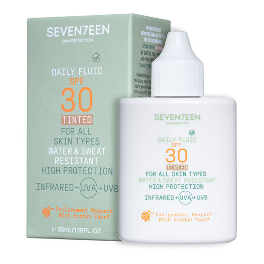 Seventeen Daily Fluid Αδιάβροχη Αντηλιακή Λοσιόν Προσώπου SPF30 με Χρώμα 35ml
