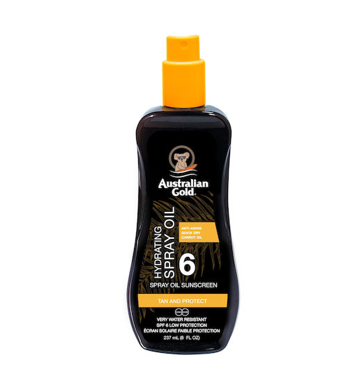 Australian Gold Formula Cu Ulei De Morcov Ulei De Protecție Solară Waterproof Pentru Corp SPF6 În Spray 237ml