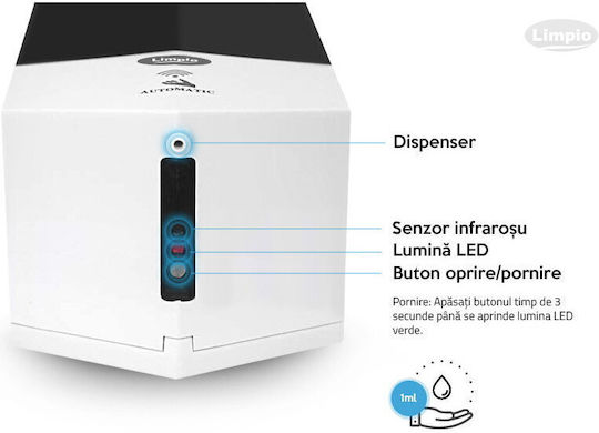 Limpio Dozator De Săpun Cu Senzor Limpio Sd600s Alb-Negru Multicolor
