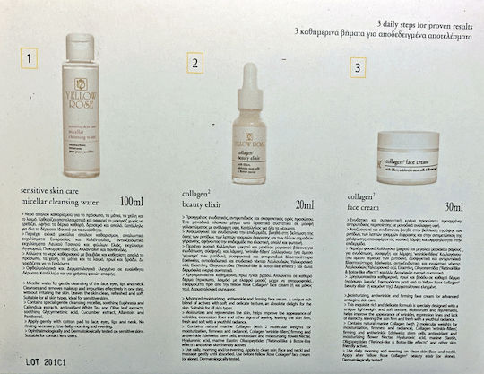 Yellow Rose Collagen 2 Mini Skin Care Set for Moisturizing & Facial Cleaning