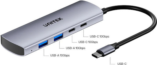 Unitek Usb-c Hub 2xusb-a 2xusb-c 10gbps & Usb-c Power Port H1112d