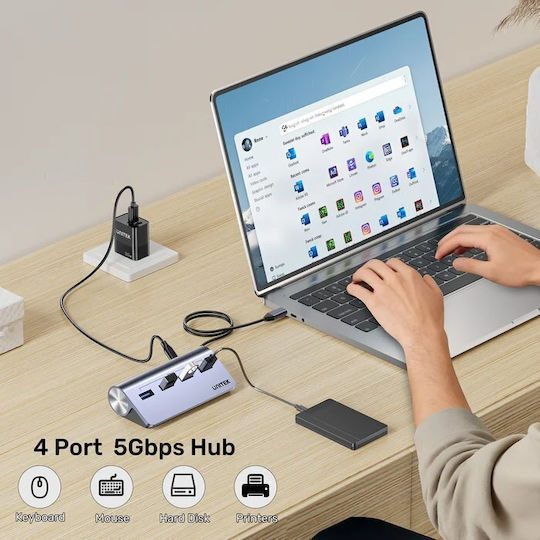 Unitek Usb-c Hub 4xusb-a 5gbps & Usb-c Power Port & 80cm Cable H1337b