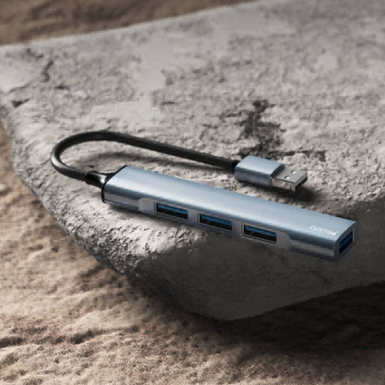 Usb Hub 4 In 1 Usb 3.0 To 1x Usb 3.0 3x Usb 2.0 Aluminum Yesido Gray