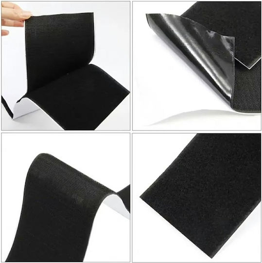 Set 2 Suporturi Plăcuță de Înmatriculare Velcro Adeziv Pe Ambele Părți Fără Ramă Invizibil Universal 50 X 10 Cm Negru