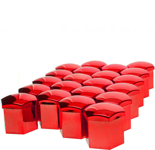 Set Instalare Protectoare Capace Metalice cu Șurub 19 Mm Roșii 20 Bucăți