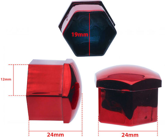 Set Instalare Protectoare Capace Metalice cu Șurub 19 Mm Roșii 20 Bucăți