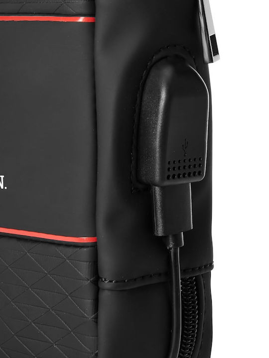 U.s Polo Usb Travel Bag Middle Stripe Model Black